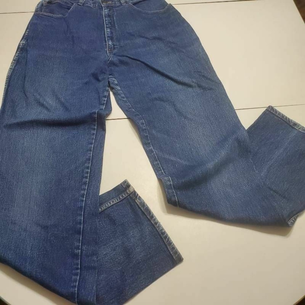 Brittania Womens Straight Leg Jeans Blue Pockets Whiskered Denim 16